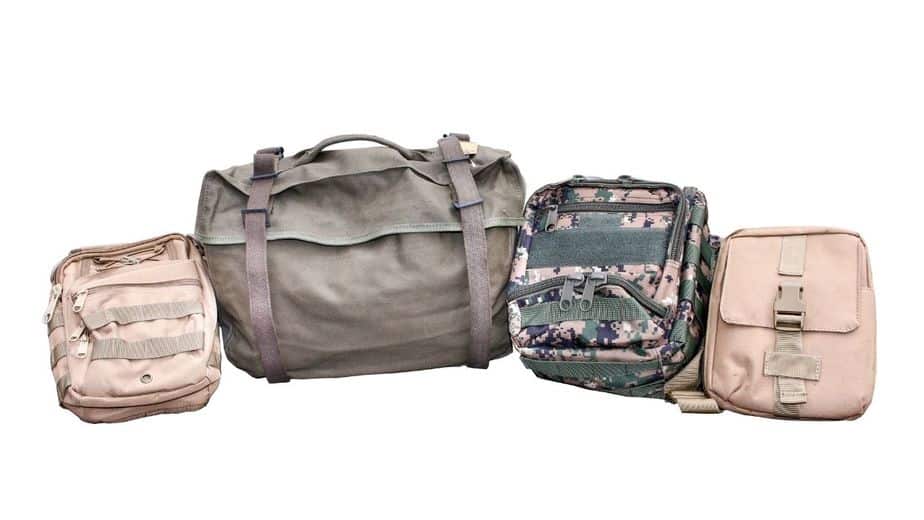Military packs, duffels, and bags are made from cotton canvas