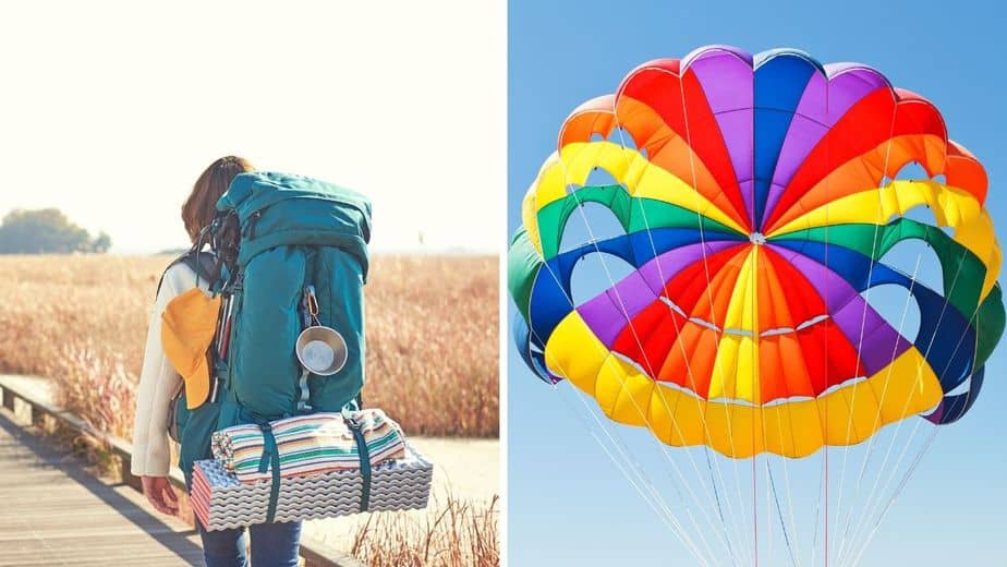 Nylon is the material used for both hiking gear and parachutes