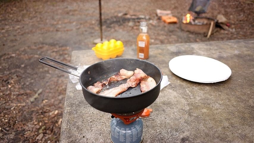 Avoid cooking bacon when you're out camping as bears are attracted to its profound smell