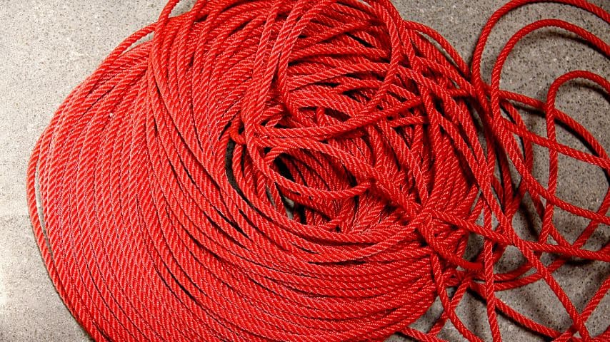 Nylon rope is the best type of rope for practicing knots as it stretches, but will lose its strength once it gets wet