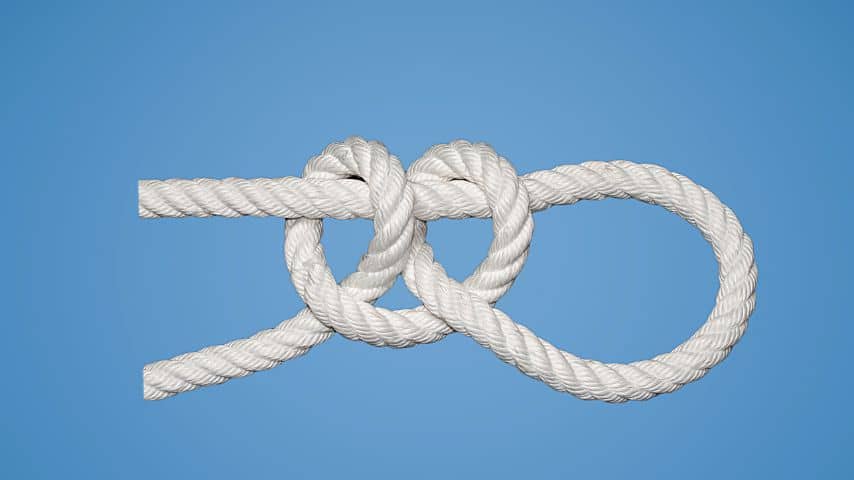 The two half hitch knot is used to bind the two ends of the knots for securing the line