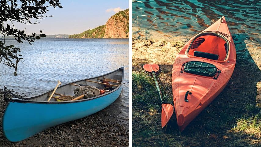 Compared to kayaks, canoes are harder to tip over when you're on flat water
