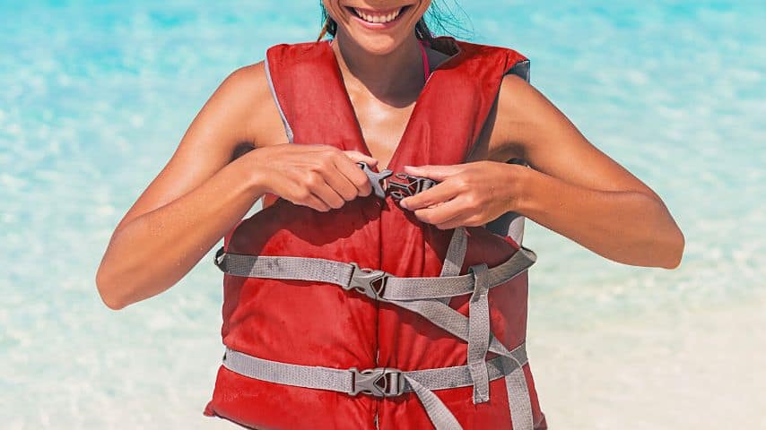 Make sure to pull the straps on the PFD you're wearing to make sure they sustain strength under pressure