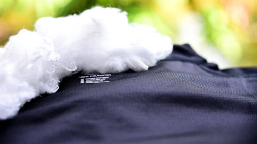 Polyester is also moderately water-repellent and wicks away moisture droplets instead of absorbing them